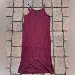 Tahari Burgundy Spaghetti Strap Midi Dress